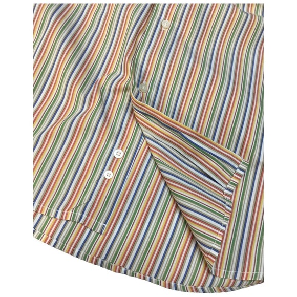 Alan Flusser Men’s Button Down Striped Cotton Long Sleeve Pocket L - Picture 8 of 8